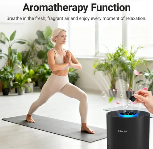 Vista 4 de Purificadores de aire para dormitorio y hogar, limpiador de aire Cobectal con filtro H14 True HEPA 3 en 1 para habitación de hasta 1050 pies