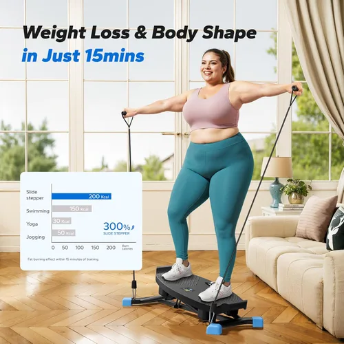 Vista 8 de MERACH Balance Board for Adults, Rocking Stepper with Resistance Bands, Portable Wobble Board Featuring LCD Monitor, 300 lbs Capacity Ski Balance
