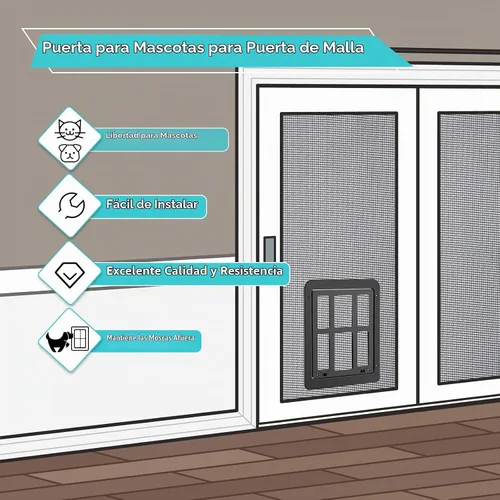 Vista 6 de Ownpets Puerta mosquitera para perros de 11 x 13, solapa magnética con Negro