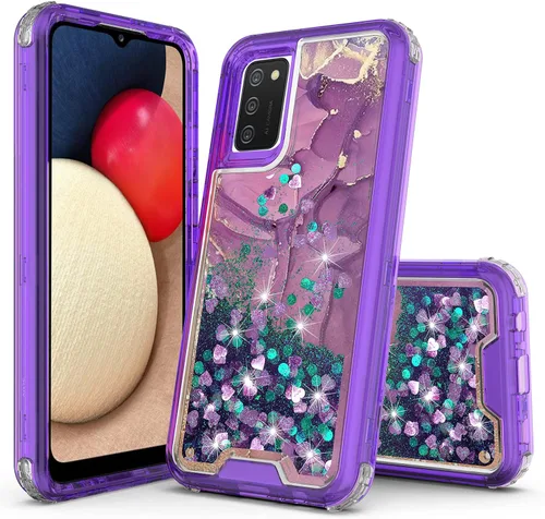 Vista 7 de Hybird 3 en 1 compatible con Samsung Galaxy A52, diseño gráfico degradado de arena movediza líquida flotante funda protectora para Samsung Galaxy