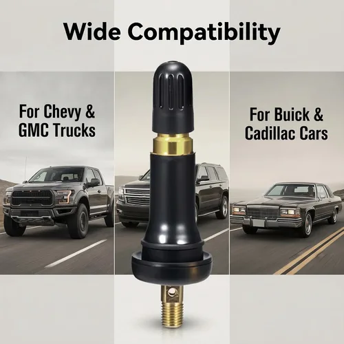 Vista 4 de Saihisday TR413 - Vástagos de válvula de neumático de goma negra TPMS para GM Chevy (paquete de 50) (50, negro)