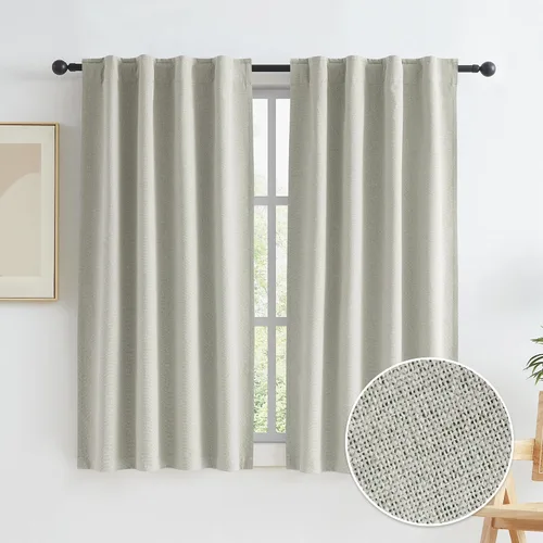 Vista 85 de KEQIAOSUOCAI - Cortinas opacas naturales de 108 pulgadas de largo, cortinas modernas con pestaña trasera, paneles plisados para sistema de cortina