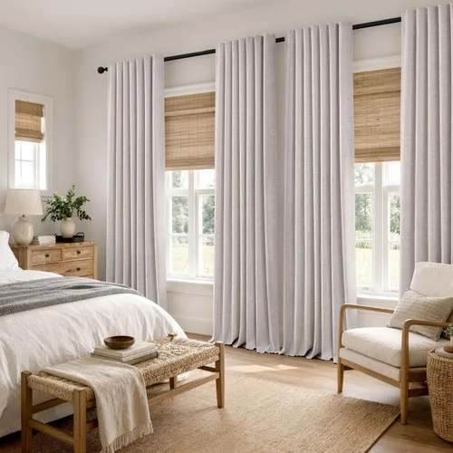 Vista 8 de MIULEE Cortinas de lino 100% opacas para dormitorio, marfil sólido, decoración de lujo, aislamiento térmico, cortinas oscurecedoras para sala