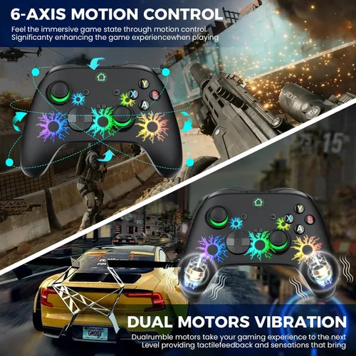 Vista 2 de LuvYsshun Wireless Controller Compatible With Xbox One,Xbox Series XS, Xbox One XS, PC Windows,RGB LED Light with Rechargeable Built-in Battery,Dual