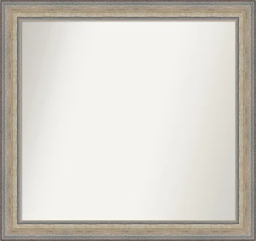 Vista 46 de Amanti Art Espejo de baño plateado para sobre el fregadero, 28 x 37 pulgadas, elegante espejo rectangular de peltre cepillado, marco de madera