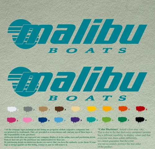 Vista 18 de Malibu Boat - Juego de 2 calcomanías de vinilo de repuesto compatibles con botes de restauración (12 pulgadas, negro 070)