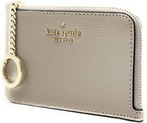 Vista 3 de Kate Spade - Tarjetero unisex Darcy de Laether con cremallera en L medio con llavero en gris pardo cálido, Topo cálido