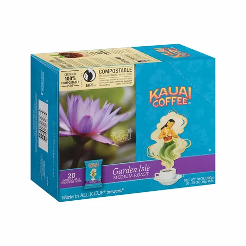Vista 46 de Kauai Coffee Cápsulas K-Cup para cafeteras Keurig, café arábica, 10% hawaiano, tostado medio, aroma brillante con notas florales, descafeinado, 1