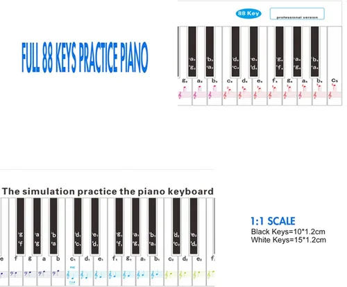 Vista 3 de Teclado de 88 teclas para principiantes, teclado de piano, simulación de dedos, guía de práctica, ayuda para la enseñanza, tabla de notas, cartón
