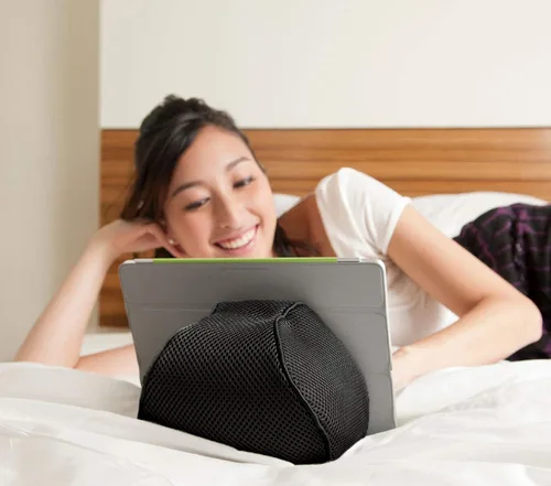 Vista 4 de Cama y soporte para tableta; puf universal compatible con iPad 1/2/3/4, Mini, Air, Pro, tabletas Android y Windows, lectores electrónicos (negro)