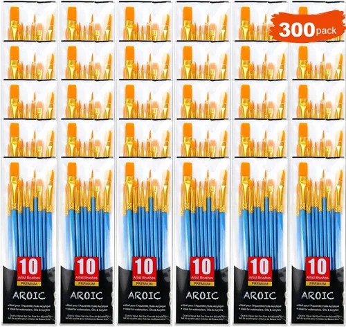Vista 10 de AROIC Juego de pinceles de pintura acrílica, 1 paquete/15 pinceles de pintura acrílica de pelo de nailon, pincel de pintura de cara de roca