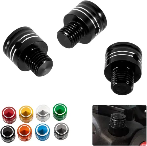 Vista 5 de Tornillos para espejo de motocicleta M10x1.25 de aluminio, 3 piezas en 1, juego universal para scooter, Street Bike Motocross, Cafe Racer (negro)