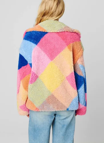 Vista 3 de BLANKNYC Ropa de lujo para mujer, abrigo de peluche a cuadros, chaqueta cómoda y elegante