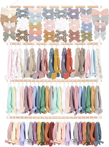 Vista 8 de POVETIRE Soporte para diadema organizador de lazos para el cabello para niñas, diademas de bebé, accesorios para el cabello, organizador