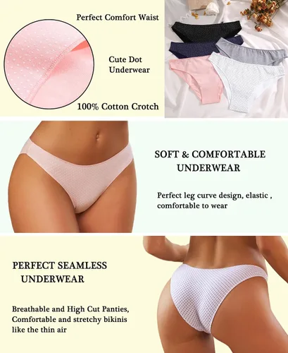 Vista 4 de Knowyou Ropa interior de algodón para mujer, bragas atrevidas para mujer, lindas bragas elásticas transpirables para mujer, paquete de 6