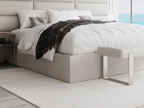 Vista 7 de VANT Cama de plataforma tapizada, tamaño Queen, color beige Boucle, marco de cama de fácil montaje, no necesita somier, base para un apoyo óptimo