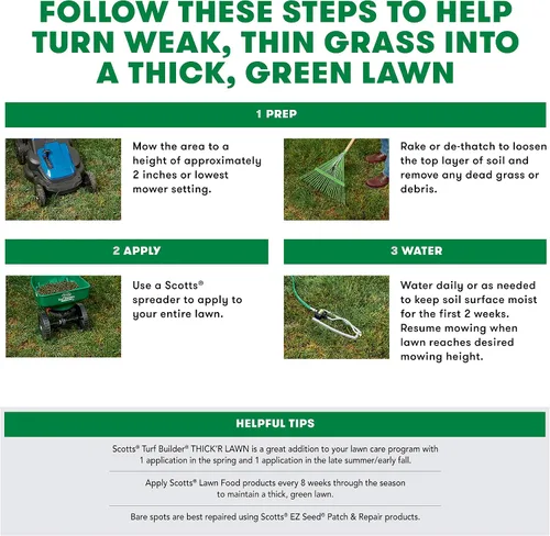 Vista 5 de Scotts Turf Builder Thick'R - Mezcla de festuca alta para césped, 40 libras.