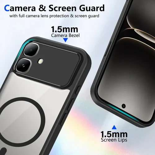 Vista 531 de Funda magnética transparente compatible con Xiaomi 17T, color negro 2 en 1 PC + TPU cubierta de teléfono a prueba de golpes, carcasa protectora