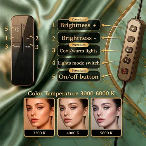 Vista 3 de Hi_friend Lámpara de media luna portátil de 23 pulgadas, luz de pestañas para esteticistas, lámpara LED de piso arqueada brillante para extensiones