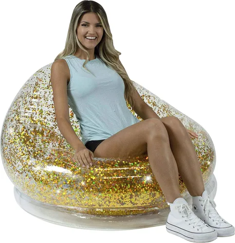 Vista 4 de Silla inflable con purpurina dorada Air Candy