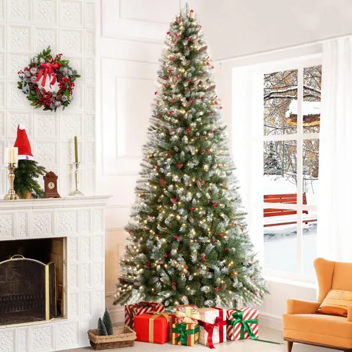 Vista 14 de Naomi Home - Árbol de Navidad realista preiluminado de 6.5 pies, 400 luces Con bisagras