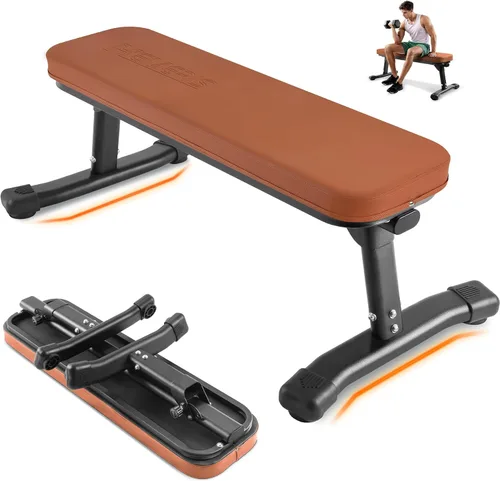 Vista 10 de Banco de peso plano, banco de entrenamiento de 660 libras, equipo de ejercicio de prensa de banco para gimnasio en casa, entrenamiento de fuerza