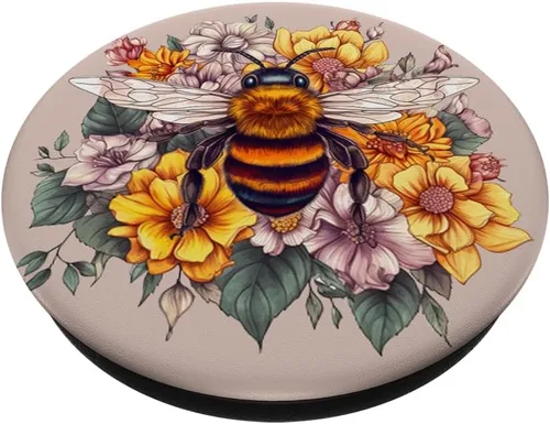Vista 2 de Abeja de la flor Abeja miel abeja insecto abejorros amantes PopSockets estándar PopGrip