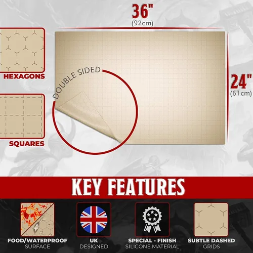 Vista 2 de Alfombrilla de silicona para rejilla de batalla para TTRPG Pergamino 2' x 3' Dungeon Master Mat. Para usar con marcadores de borrado en seco.
