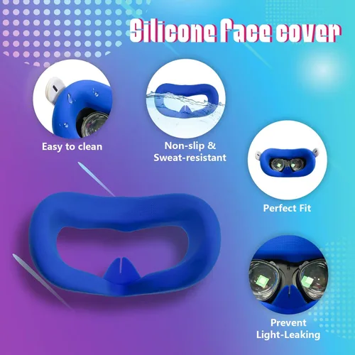 Vista 4 de VR Accessories for Oculus Quest 2 Controller Grips,VR Controller Grip Cover and 2Pcs VR Silicone face Cover
