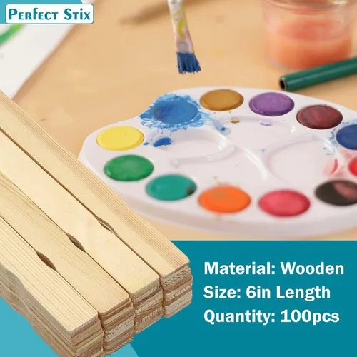 Vista 5 de Palitos de paleta de pintura de madera de 6 pulgadas/palitos de mezcla y epoxi - Paquete de 100