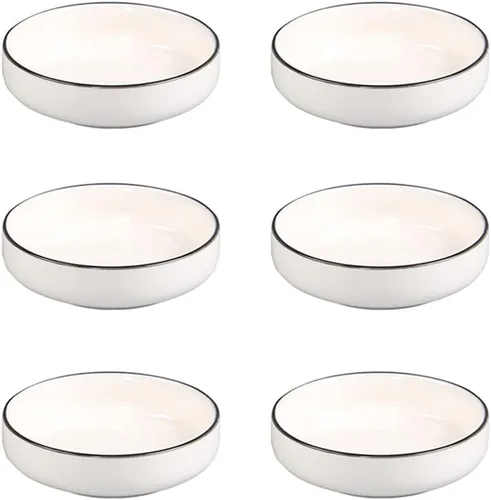 Vista 2 de Colias Wing - Juego de 6 tazones de porcelana de diseño elegante y estilo simple de un solo color, tazones para condimentos, tazones para salsa