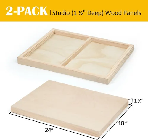 Vista 2 de Falling in Art Paquete de 2 paneles de lienzo de madera sin terminar, kit de paneles de madera de abedul de galería de 18 x 24 pulgadas, tablas
