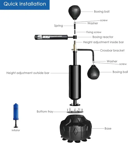 Vista 3 de InnoLife MMA Boxing Speed Trainer Punching Spinning Bar con doble cabezal de punzonado
