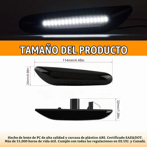 Vista 5 de Gempro Luces LED de señalización lateral blanca secuencial para BMW E84 E81 E82 E87 E88 E90 E91 E92 E93 E46 E53 X3 E83 X1 lente de humo, 2