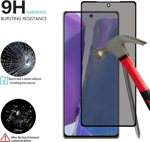 Vista 5 de Paquete de 2 protectores de pantalla de privacidad para Samsung Galaxy Note 20 5G, dureza 9H, antiarañazos, cobertura completa, protector