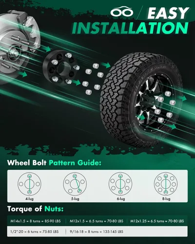 Vista 6 de SCITOO 4 adaptadores de rueda de 5 x 4.5 pulgadas, adaptadores espaciadores de rueda de 2 pulgadas con pernos de 1/2 pulgada para Dodge Nitro