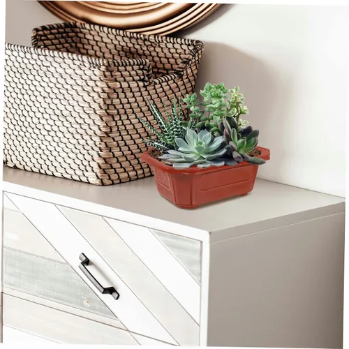 Vista 6 de Yardwe Macetas rectangulares grandes para bonsái, diseño moderno para balcón, jardín y hogar, 10 piezas