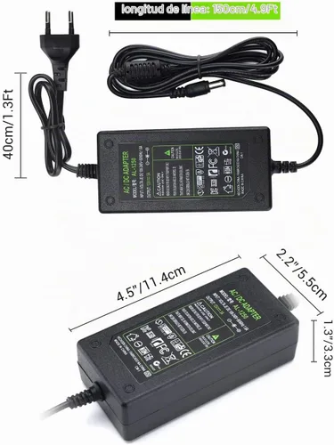 Vista 5 de TOBWOLF Adaptador de corriente DC 12V 3A, 36W AC 100-240V US Plug con cable