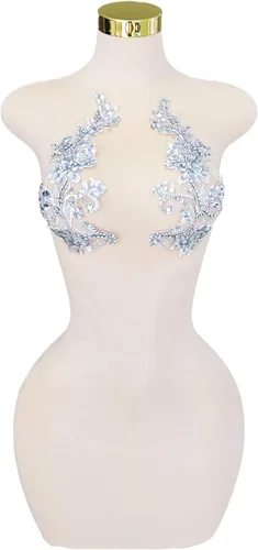 Vista 17 de Parches de cristal hechos a mano con cuentas de encaje de diamantes de imitación para accesorios de ropa de vestir (S1-champán)