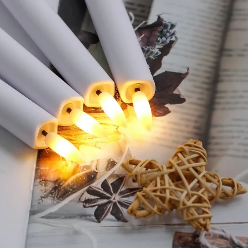 Vista 2 de Yeelida Velas cónicas sin llama a pilas con dos controles remotos con temporizador, velas LED de 6.4" con mechas 3D para ventana, luz cálida