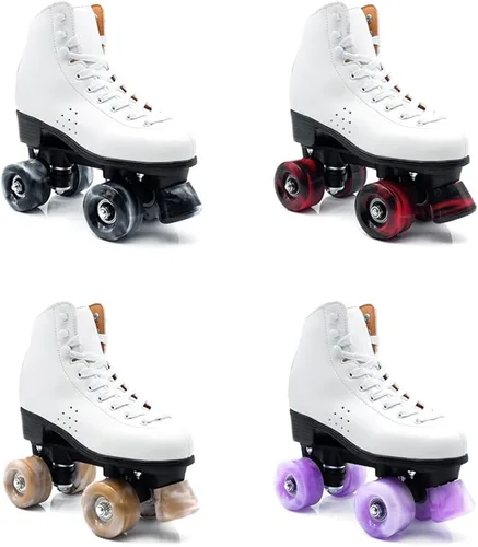 Vista 8 de Paquete de 8 ruedas para patines con rodamientos instalados con 2 topes de dedos para patinaje de doble fila, 82A 1.260 in x 2.283 in (rojo)