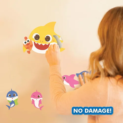 Vista 4 de Wall Palz Baby Shark Family - Juego de 8 calcomanías de pared de vinilo para decoración de baño, cuarto de bebé, dormitorio Baby Shark2