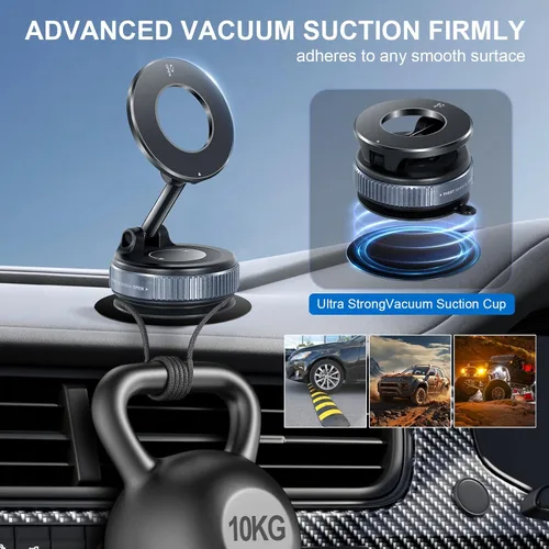 Vista 2 de Soporte magnético para teléfono de automóvil, soporte magnético ajustable de 360°, tamaño de bolsillo plegable, para automóvil, gimnasio, espejo