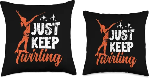 Vista 3 de Majorette Twirling Retro Marching Band Funny Tees Just Keep Baton Twirler Majorette - Almohada de bailarina, 16 x 16 pulgadas, multicolor