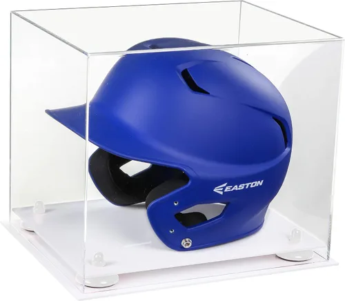 Vista 53 de Better Display Cases Vitrina acrílica para casco de bateo de béisbol con espejo, elevadores rosados, montaje en pared y base de espejo (V22/A012)