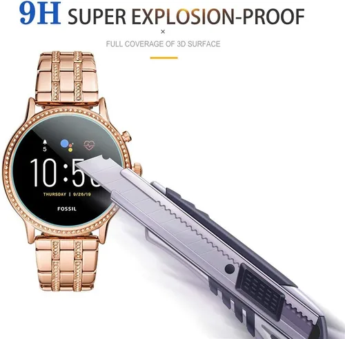 Vista 3 de Suoman Paquete de 3 protectores de pantalla para Fossil Gen 5 Julianna HR y Fossil Gen 6 para mujeres y hombres, película protectora de pantalla