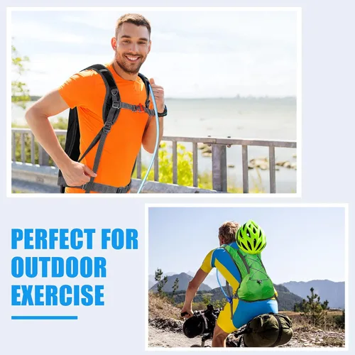 Vista 6 de Mochila de hidratación de 3 piezas con 3 unidades de 2 litros de agua de vejiga de agua, paquete de hidratación para camping, senderismo, ciclismo