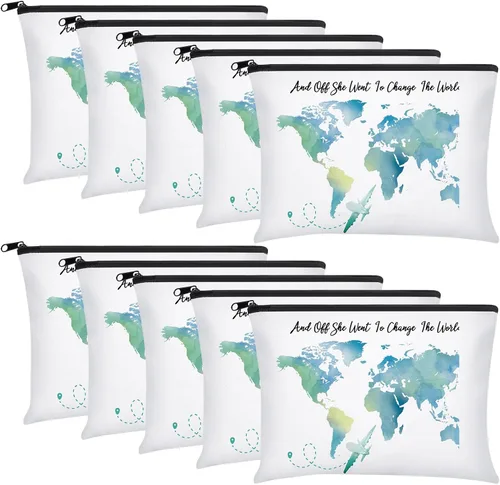 Vista 19 de Chunful 10 Piezas Bolsas de Maquillaje de Lona Inspiradoras para Mujeres Regalo de Graduación Bolsas de Cosméticos de Lona Arcoíris a Granel