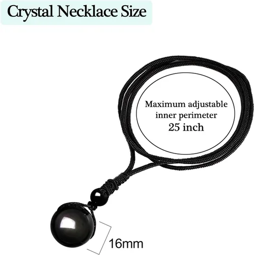Vista 3 de Collares de cristal para mujeres y hombres, ojo de tigre, amatista y obsidiana, collar redondo para protección, cristales y piedras curativas