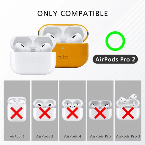 Vista 3 de alto Funda de Cuero Italiano Compatible con AirPods Pro 2ª Generación 2022 Mujeres Hombres Carcasa Rígida Protectora Soporta Carga Inalámbrica LED